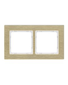 Ramka podwójna pion/poziom mosiężna (spód biały) aluminium szczotkowane Karlik DECO 8-0-DRA-2