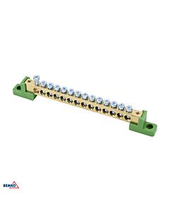 Listwa zaciskowa na izolatorach płaskich 14-torowa 14x fi 6mm zielona Schelinger A18-TBJ-8X12-14P-ZI