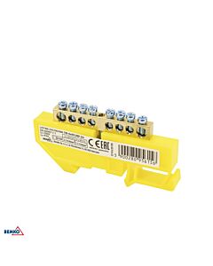 Listwa zaciskowa śrubowa szynowa 8-torowa 2x6mm, 6x4.5mm żółta Schelinger A18-TBI-6X09-08P-ZO