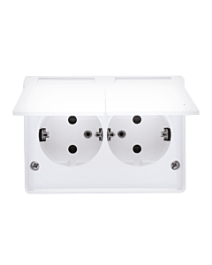 Gniazdo elektryczne podw&oacute;jne SCHUKO biały IP44 Simon54 Kontakt Simon EGSZ2NZB/11