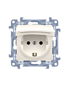 Gniazdo elektryczne pojedyncze SCHUKO z klapką kremowy IP44 Simon10 Kontakt-Simon CGSZ1B.01/41