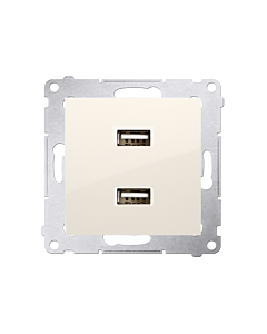 Ładowarka USB podw&oacute;jna kremowy Simon54 Kontakt-Simon DC2USB.01/41