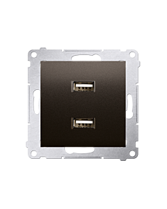 Ładowarka USB podw&oacute;jna brąz mat, metalizowany Simon54 Kontakt-Simon DC2USB.01/46