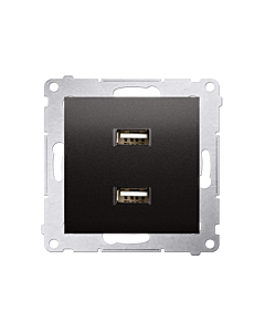 Ładowarka USB podw&oacute;jna antracyt, metalizowany Simon54 Kontakt-Simon DC2USB.01/48