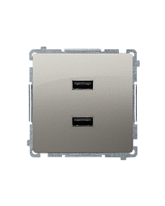 Ładowarka USB podw&oacute;jna satynowy, metalizowany Basic Kontakt-Simon BMC2USB.01/29