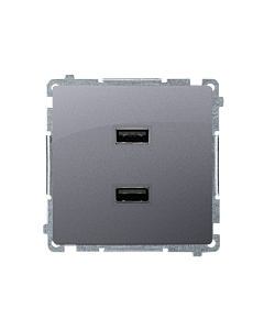 Ładowarka USB podw&oacute;jna srebrny mat, metalizowany Basic Kontakt-Simon BMC2USB.01/43