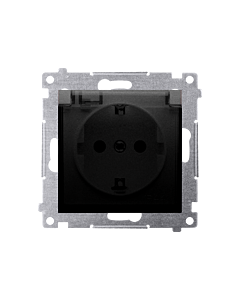 Gniazdo elektryczne pojedyncze SCHUKO klapka czarny mat IP44 Simon54 Kontakt-Simon DGSZ1BZ.01/49A Gniazdo elektryczne pojedyncze SCHUKO klapka czarny mat IP44 Simon54 Kontakt-Simon DGSZ1BZ.01/49A