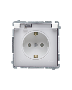 Gniazdo elektryczne poj. SCHUKO klapka biały IP20/IP44 Basic Kontakt-Simon BMGSZ1B.01/11A