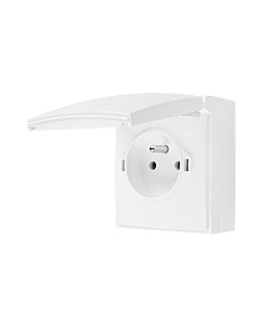 Gniazdo elektryczne pojedyncze z klapką biały IP44 Aquaclick Kontakt-Simon ACGZ1CZ/11