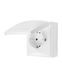 Gniazdo elektryczne pojedyncze SCHUKO z klapką biały IP44 Aquaclick Kontakt-Simon ACGSZ1C/11