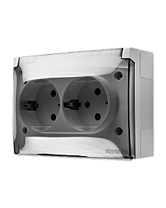 Gniazdo elektryczne podw. kompakt SCHUKO klapka biały IP44 Aquaclick Kontakt-Simon ACGSZ2Z/11A
