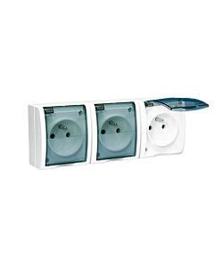 Gniazdo elektryczne potr&oacute;jne z klapką biały IP54 Simon Aquarius Kontakt-Simon AQGZ1-3Z/11A
