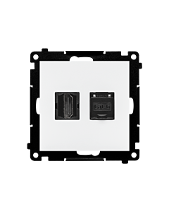 Gniazdo HDMI + komputerowe RJ45 kat.6. biały mat Simon55 Kontakt-Simon TGHRJ45.01/111