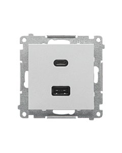 Ładowarka USB podw&oacute;jna aluminium mat Simon55 Kontakt-Simon TEC2CAQ.01/143
