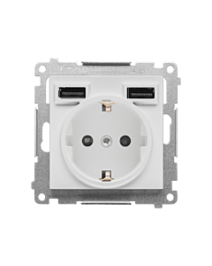 Gniazdo pojedyncze SCHUKO z 2xUSB jasnoszary mat Simon55 Kontakt-Simon TGSZ1ZUSB2AA.01/114