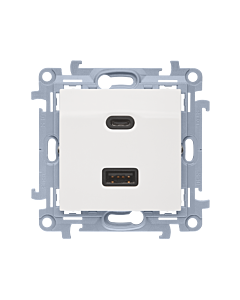 Ładowarka USB podw&oacute;jna biały Simon10 Kontakt-Simon CEC2CAQ.01/11