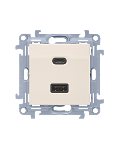 Ładowarka USB podw&oacute;jna kremowy Simon10 Kontakt-Simon CEC2CAQ.01/41