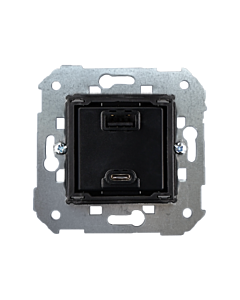 Mechanizm ładowarki podw&oacute;jnej USB typ A+C 3.1A QUICK CHARGE czarny Simon82 Kontakt-Simon 7511296-039