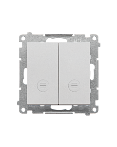 Włącznik schodowy podw&oacute;jny podświetlany aluminium mat Simon55 Kontakt-Simon TW6/2L2.01/X/143
