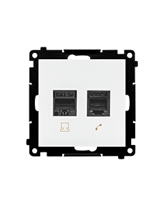 Gniazdo komputerowe RJ45 kat. 5e + telefoniczne RJ12 biały mat Simon55 Kontakt-Simon T5F.01/111