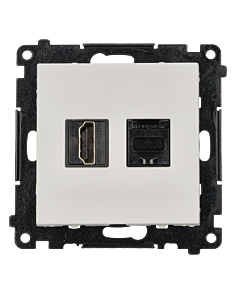 Gniazdo HDMI 2.1 + komputerowe RJ45 kat.6. biały mat Simon55 Kontakt-Simon TGH21RJ45.01/111
