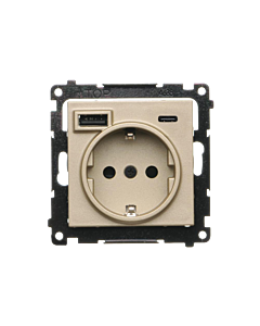 Gniazdo z ładowarką USB szampański mat Simon55 Kontakt-Simon TGSZ1ZUSB2CA.01/144