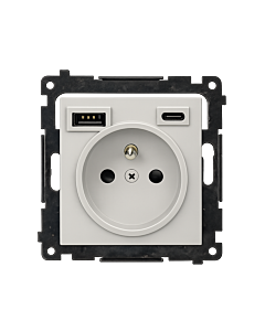 Gniazdo z ładowarką USB aluminium mat Simon55 Kontakt-Simon TGZ1ZUSB2CA.01/143
