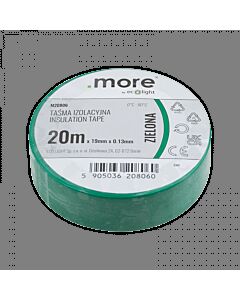 Taśma izolacyjna PVC 19x20 zielona .MORE M20806