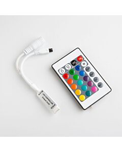 Sterownik do taśm LED RGB z pilotem IR 24 przyciski 6A 5-12V DC 72W biały Eco Light EC79456