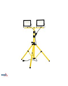 Statyw z naświetlaczami LED 2x50W 6500K 2x4700lm 120° IP65 żółty Bemko Kafler C52-TRIPOD-250-6K