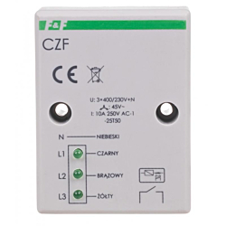 Czujnik kolejności i zaniku fazy natynkowy 3P+N 10A 400V F&F CZF