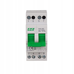 Przełącznik instalacyjny 2P 230V/400V 63A I-0-II sieć-agregat F&F PSA-263
