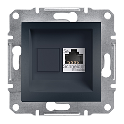 Gniazdo komputerowe pojedyncze RJ45 kat. 5e czarny antracyt, Asfora, Schneider Electric, E...