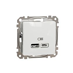 Gniazdo USB podwójne USB A+C białe, Sedna Design & Elements, Schneider Electric, SDD111402...