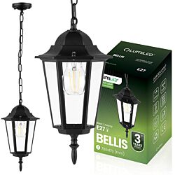 Oprawa ogrodowa BELLIS wisząca latarnia E27 40W IP44 czarna Lumiled LUMOGR0105