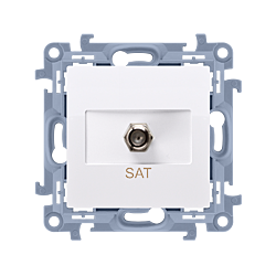 Gniazdo antenowe pojedyncze SAT typu F białe Simon10 Kontakt-Simon CASF1.01/11