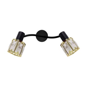 Oprawa ścienno-sufitowa DUNBAR 2I BLACK/GOLDEN 2xE14 10W lampa kinkiet czarny/złoty STRUHM 04901