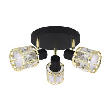 Oprawa ścienno-sufitowa DUNBAR 3C BLACK/GOLDEN 3xE14 10W lampa kinkiet czarny/złoty STRUHM 04902