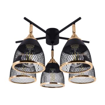 Oprawa lampa sufitowa LORAS 5Y BLACK/GOLD 5xE27 40W czarna/złota STRUHM 04976