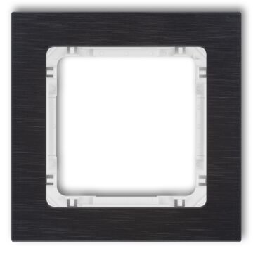 Ramka pojedyncza pion/poziom czarna (spód biały) aluminium szczotkowane Karlik DECO 12-0-DRA-1