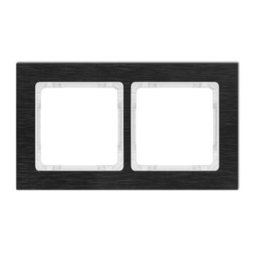 Ramka podwójna pion/poziom czarna (spód biały) aluminium szczotkowane Karlik DECO 12-0-DRA-2