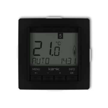 Regulator temperatury tygodniowy (podświetlenie białe) czarny mat Karlik DECO 12DRT-3.1