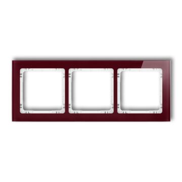 Ramka potrójna pion/poziom bordowa (spód biały) efekt szkła Karlik DECO 14-0-DRS-3