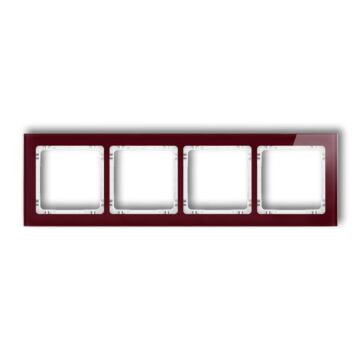 Ramka poczwórna pion/poziom bordowa (spód biały) efekt szkła Karlik DECO 14-0-DRS-4