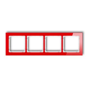 Ramka poczwórna pion/poziom czerwona (spód biały) efekt szkła Karlik DECO 17-0-DRS-4