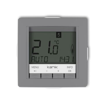 Regulator temperatury tygodniowy (podświetlenie białe) szary mat Karlik DECO 27DRT-3.1