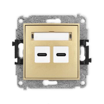Gniazdo USB podwójne ładowarka 2xUSB C złote Karlik MINI 29MCUSB-7