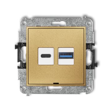 Gniazdo USB podwójne ładowarka USB A+C złote Karlik MINI 29MCUSBBO-8