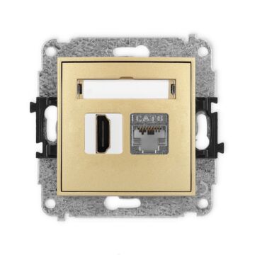 Gniazdo HDMI pojedyncze 2.0 4K + komputerowe 1xRJ45 kat. 6 złote Karlik MINI 29MGHK-46