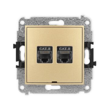 Gniazdo komputerowe podwójne 2xRJ45 kat. 8 złote Karlik MINI 29MGKBO-12